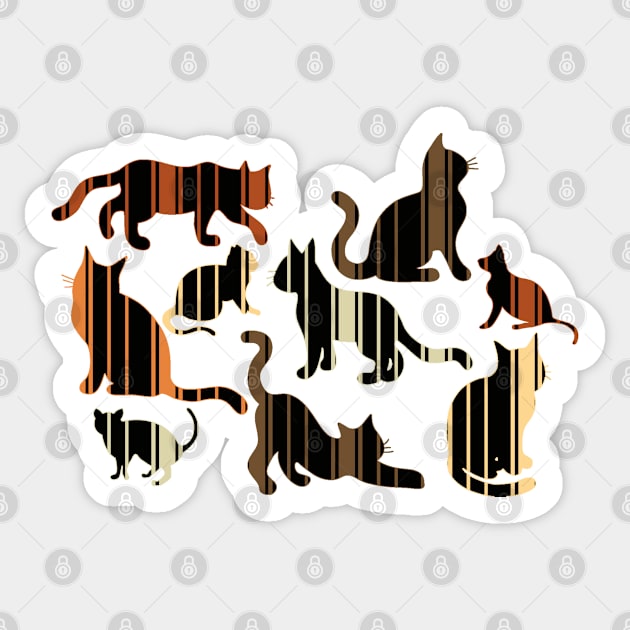 Striped Cats For Halloween , Optical Illusion Sticker by justrachna